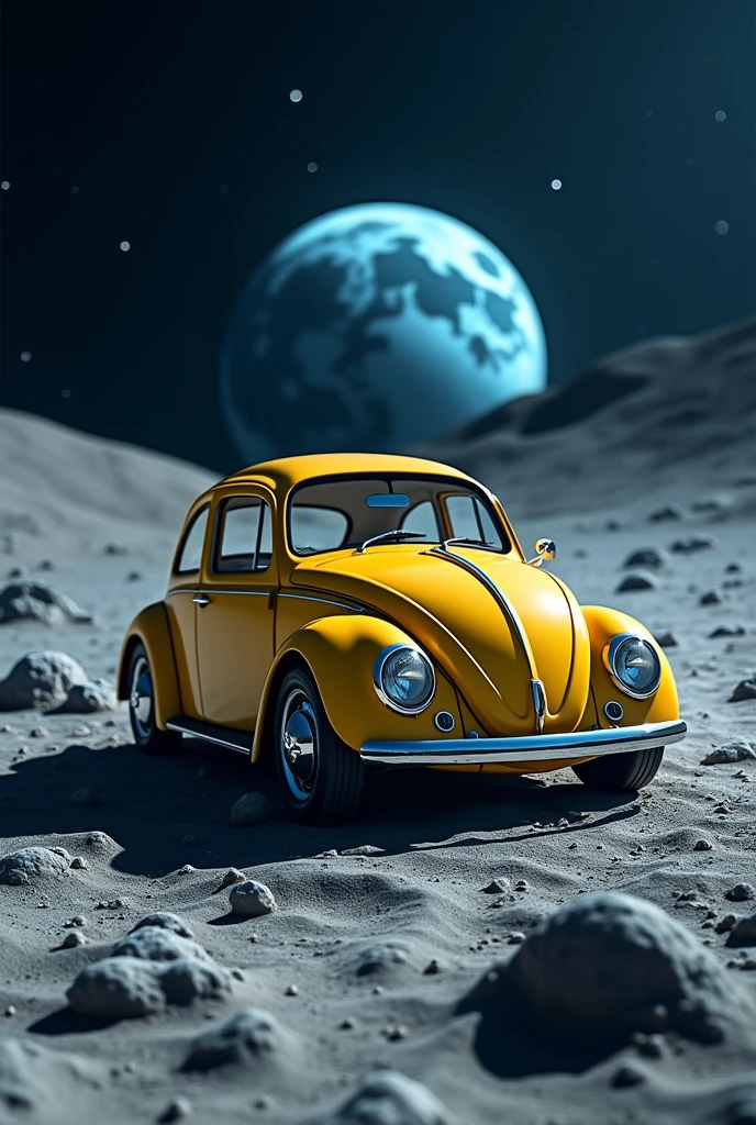 A VOLKSWAGEN BEETLE ON THE MOON