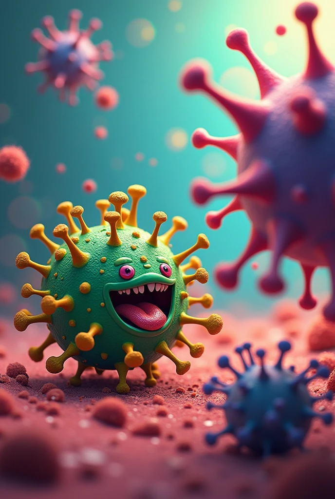 Table 4:
Description: make a virus (que no sea azul ni pink) This is surrounded by antibodies, and a phagocytic cell is approaching to devour it. Make the Phagocytic Cell (with a robust and efficient style): let it be blue. Make the T Cell: pink. (cheered up)