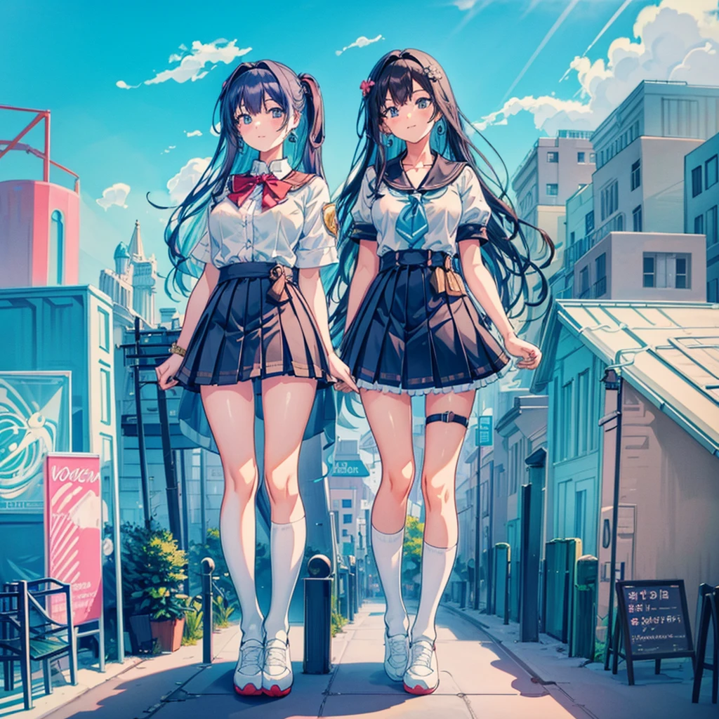 Perspective from above Giant girl
Masterpiece Unreal Engine Anime style Delicate picture 4K 90's Crowd ((Amusement park)) ((Giant high school girl standing at an amusement park)) Ferris wheel Roller coaster Crowd Skirt Big breasts Summer uniform Short sleeves School uniform Sneakers White socks Wristwatch Black hair Smile Blue sky Thundercloud Airplane Cloud Female Giant Giant Girl Full Body, Crowd Unreal Engine, Cleavage, Photo, Earrings, Long Hair, 1980s (Style) Cute Photo Beauty Analog Style Full Body Sneakers,