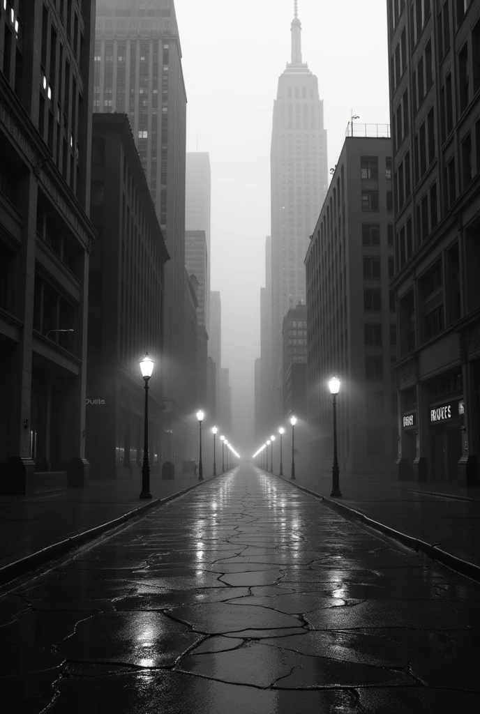Draw a sad wallpaper with a black and white city in the background
