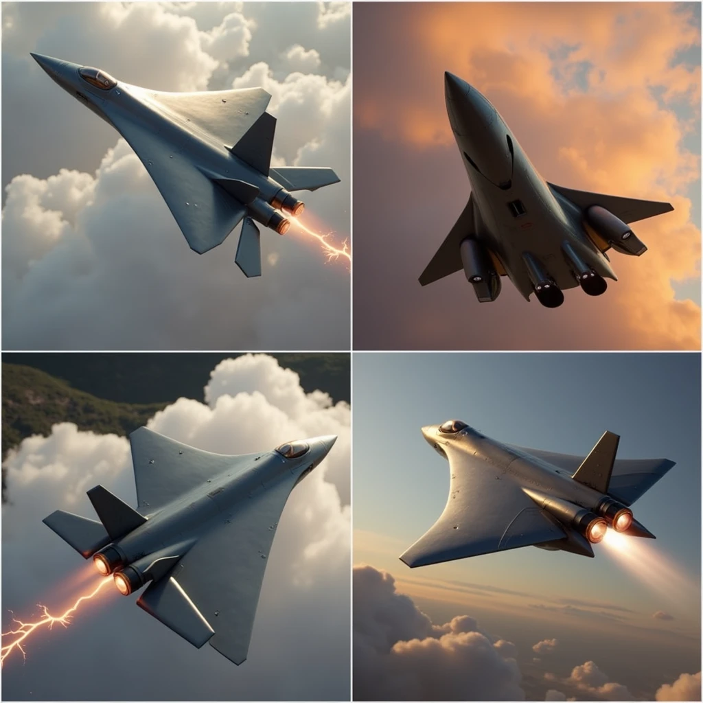 Create an image of a futuristic fighter jet designed to reach Mach 10 in the atmosphere. The aircraft must have a thin and elongated fuselage, with an extremely sharp nose. The wings should be small and delta-shaped with very sharp angles., almost integrated into the fuselage to minimize air resistance. The aircraft is built with advanced materials such as carbon composites and titanium alloys., with a coating that manages extreme heat. Features aerodynamically integrated advanced Scramjet engines. The design should be very clean and aerodynamic, with a futuristic and aggressive look."