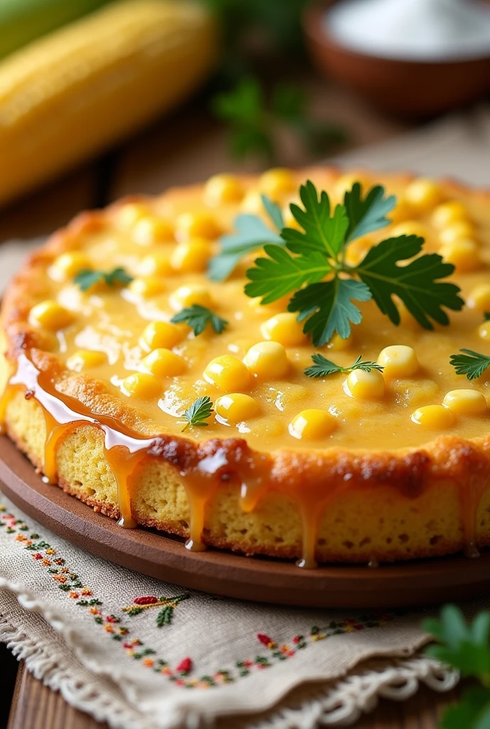 A realistic photo of a corn cake