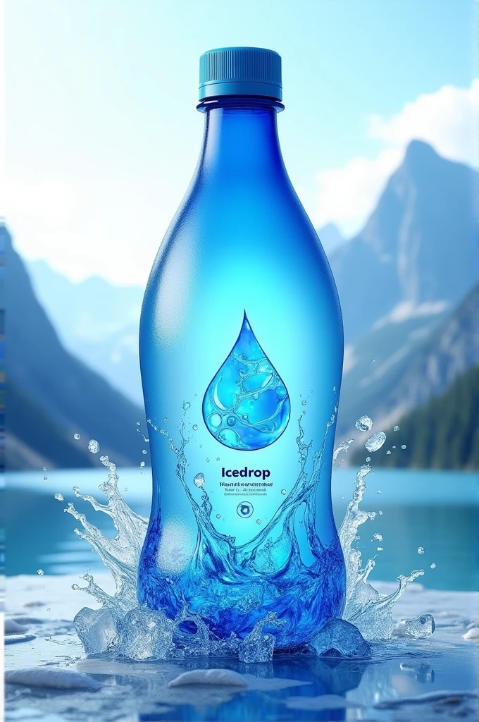 Make a water bottle design and labeling but unique and audience eye catching on "icedrop"