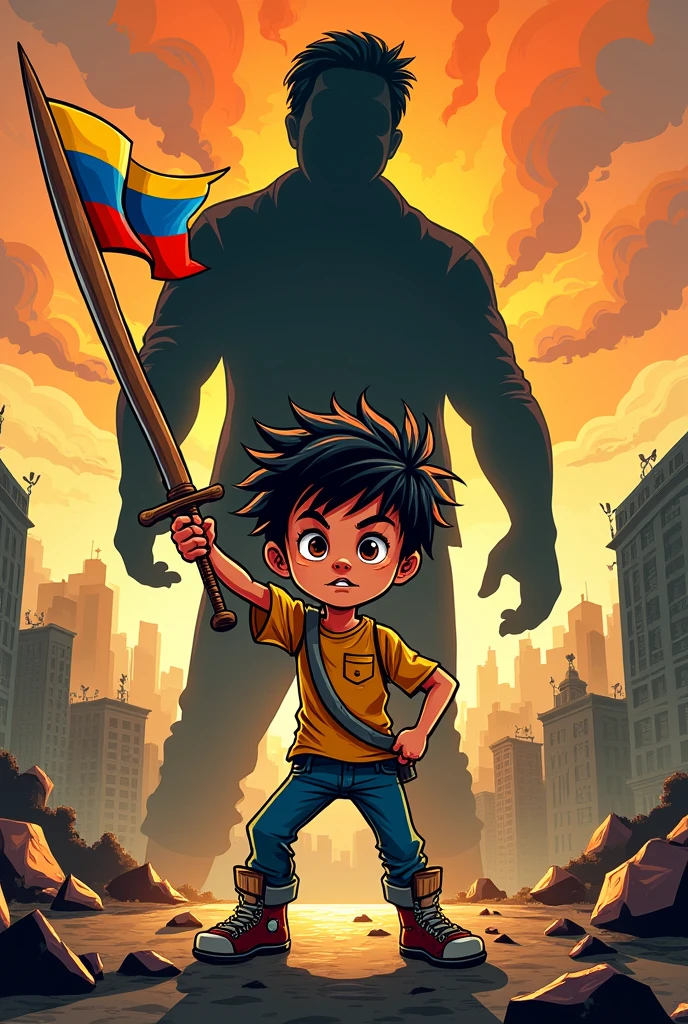 In a cartoon, make a Venezuelan boy killing Nicolas Maduro