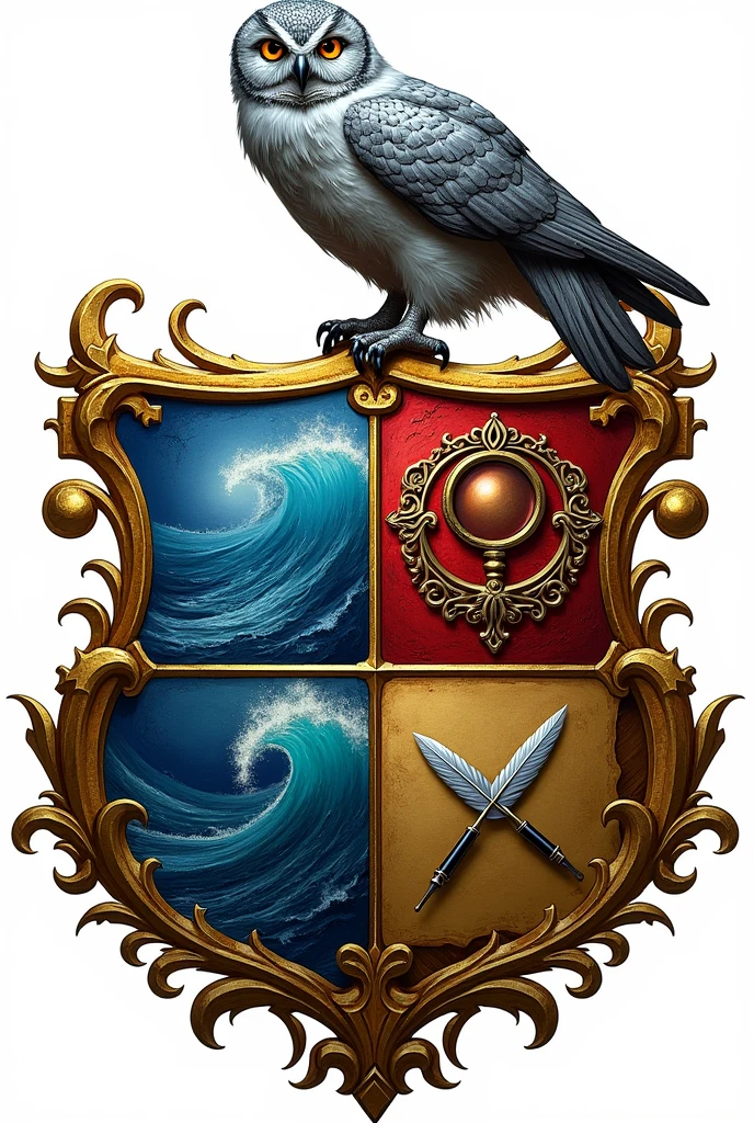 Create a medieval fantasy heraldic crest for a Waterdeep City investigators guild 