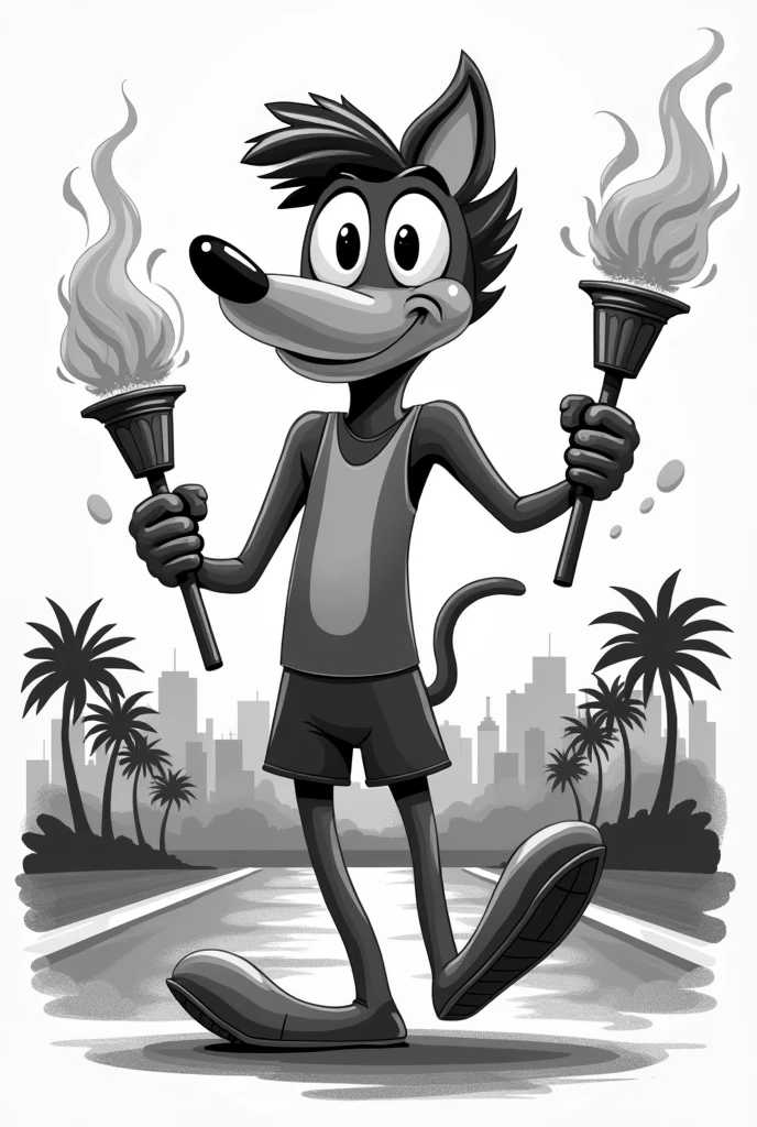 create a black and white 1984 olympics mascot image 