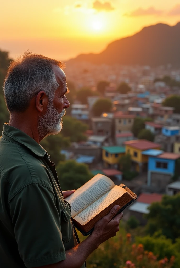 one  men,with a Bible in hand, Face There Is A Favela 