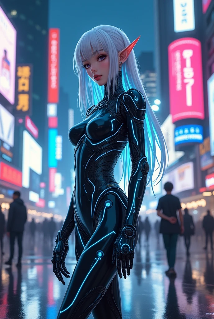 woman in a futuristic suit posing in a city, cute cyborg girl, cyborg girl, beutiful girl cyborg, cyborg - girl, cyberpunk anime girl mech, perfect cyborg female, perfect anime cyborg woman, female cyborg, cyberpunk beautiful girl, female cyberpunk anime girl, girl in mecha cyber armor, cyberpunk cyborg, cyberpunk robot, cyberpunk robotic elvish queen