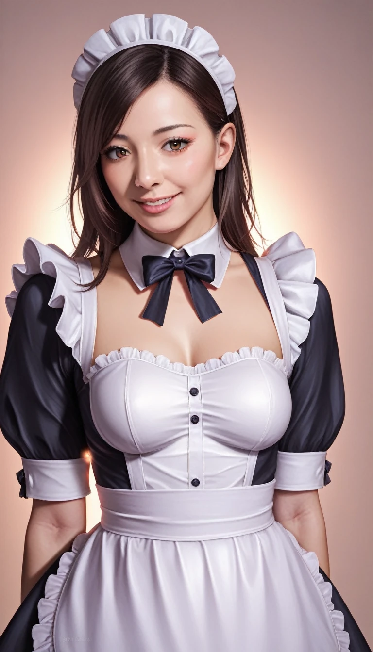 Hentai Anime Style, NFSW, Beautiful detailed portrait of a girl with big eyes, Fuller lips, Smiling Kindly, Long eyelashes, see through Maid clothesを着て, Teen Fabric Clothing, In sensual poses, (Highest quality,4K,8k,High resolution,masterpiece:1.2),Very detailed,(Realistic,photoRealistic,photo-Realistic:1.37),Very detailed顔, Maid clothes, Intricate details, Vibrant colors, Dramatic lighting, Structure of the film, Anime-inspired art style