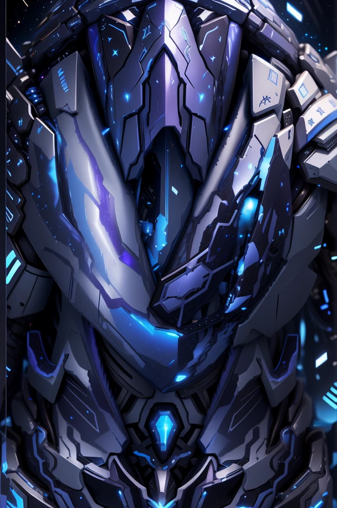 Keep this image as is,The color changes from starry sky to blue and purple,Some starry blue and starry purple(Ensure its layering and armor texture,Starry sky color as main color)