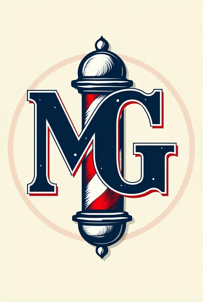 Crie uma logo de barbearia 💈 com o nome mg azul e vermelho
