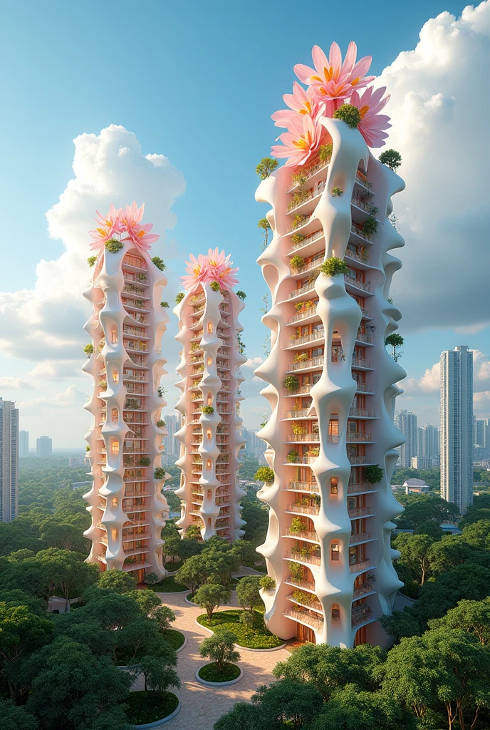 Make buildings with plumeria flower shape