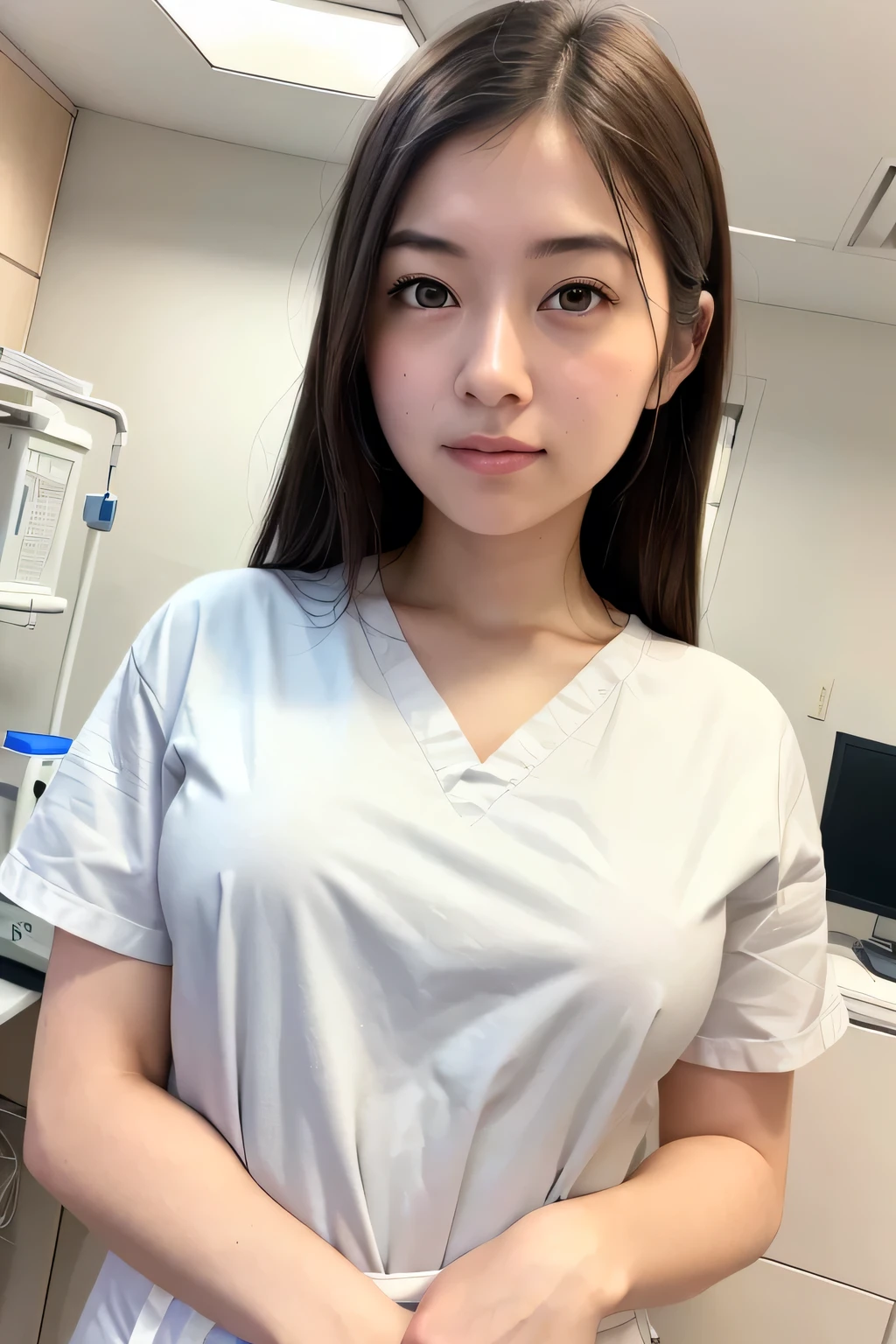 (RAW Photos, Highest quality), (Realistic, photo-Realistic:1.3), Wide-angle photography, masterpiece, One person, cute, young, (Upper Body:1.3), Realistic face, Are standing, Hospital operating room studio lighting, surgical bag, Medical equipment, Anesthesia machine
(((white))) nurse uniform smooth, nurse, Stethoscope Doctor. she