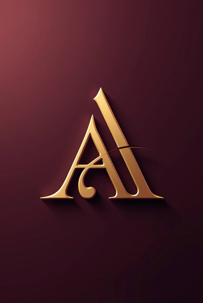An image of a minimalist and elegant logo with the letters A and M intertwined, that has a combination of wine and gold colors