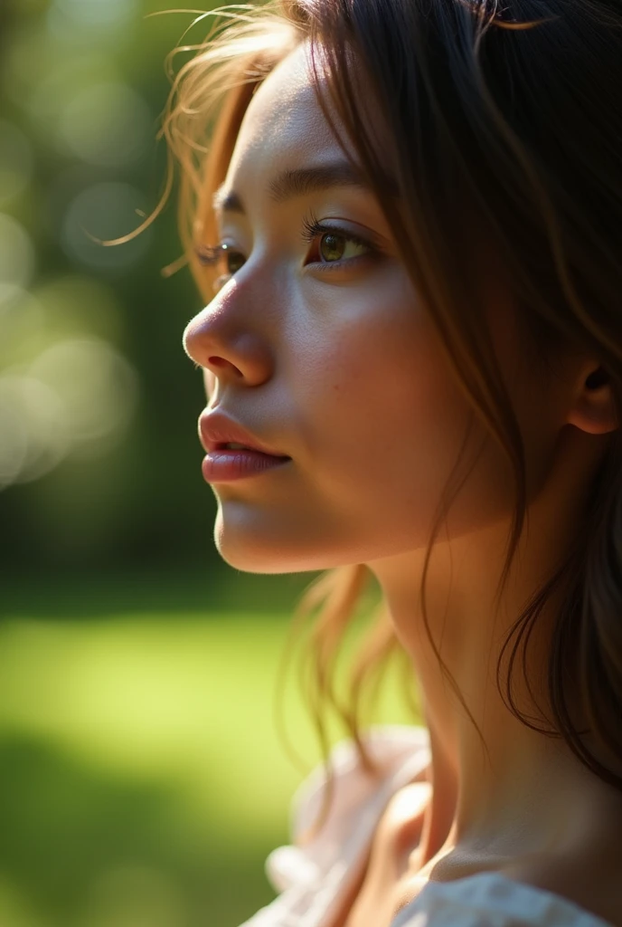 You can generate a person showing their side profile with a convex profile and an oval face