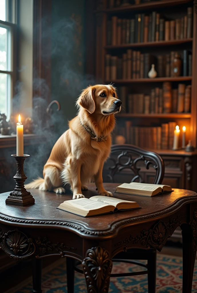 give me 1 dog on mystical table from the 1800s