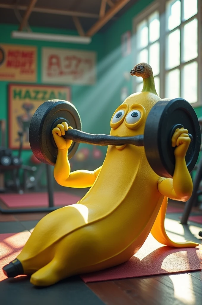 Banana lying on your side lifting weights very strongly denotes the muscles and abdominals 