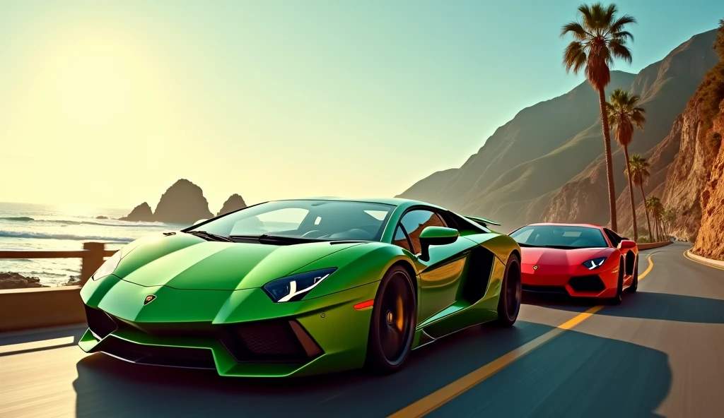 Green lombergini and red farari