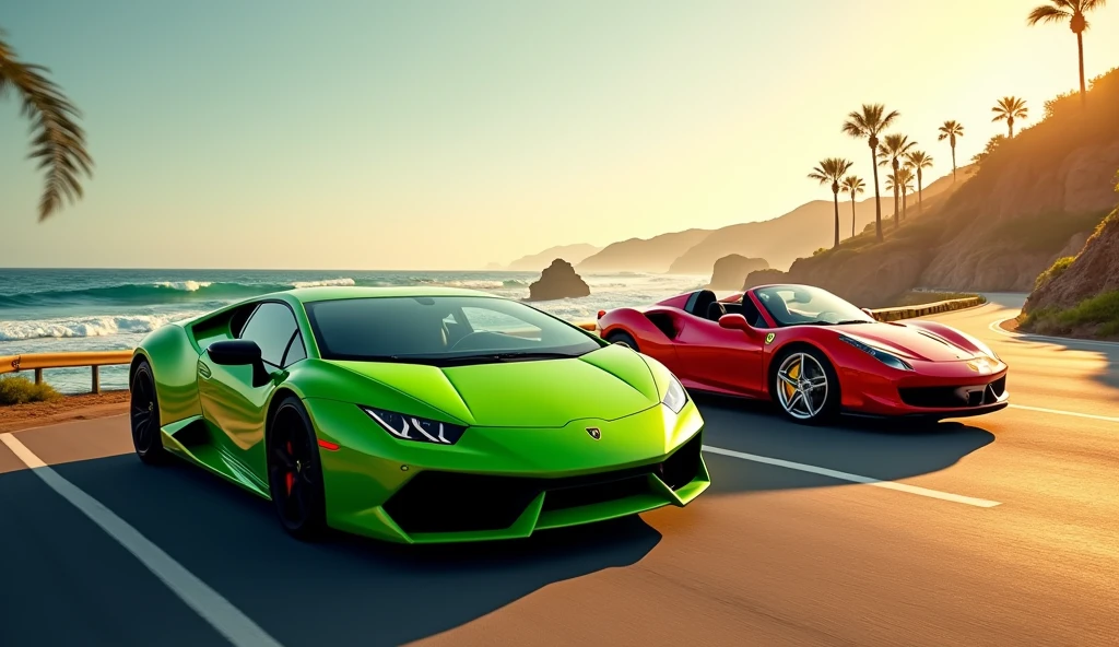 Green lombergini and red farari