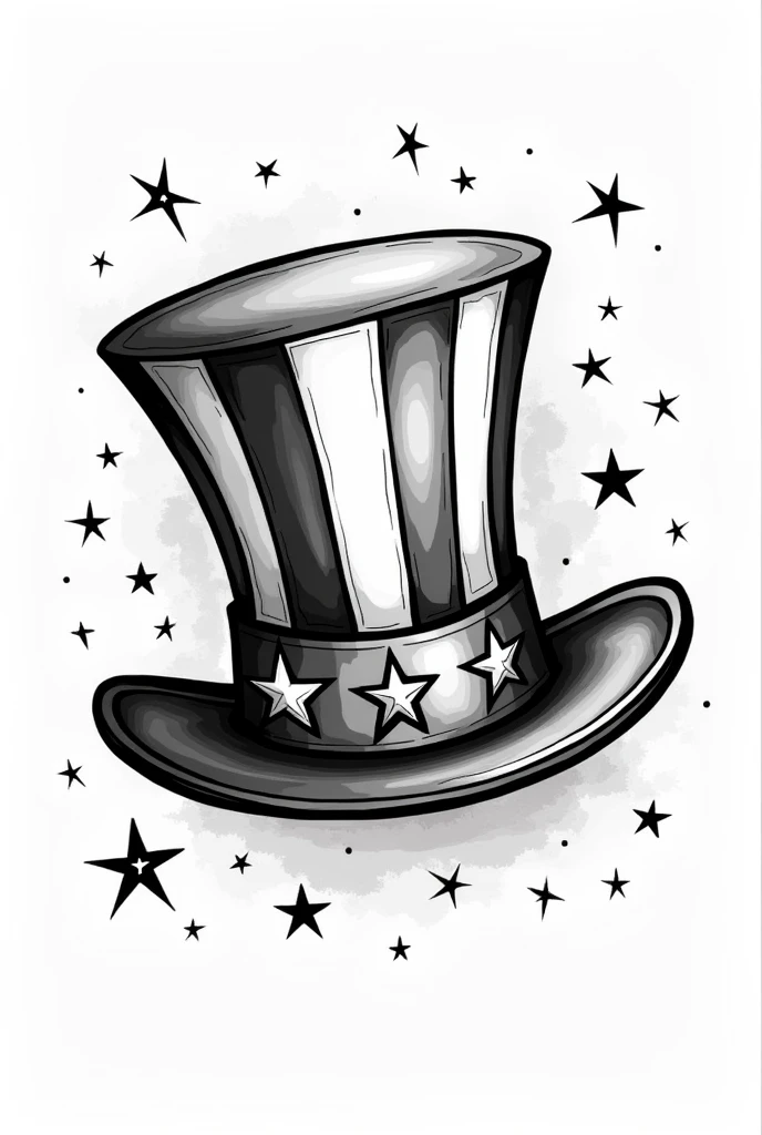 uncle sam&#39;s top hat in black and white dashed lines