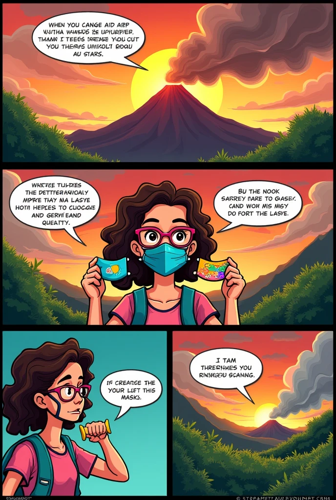 create a short comics strip on Ways to protect yourself from Taal Volcanic Smog.