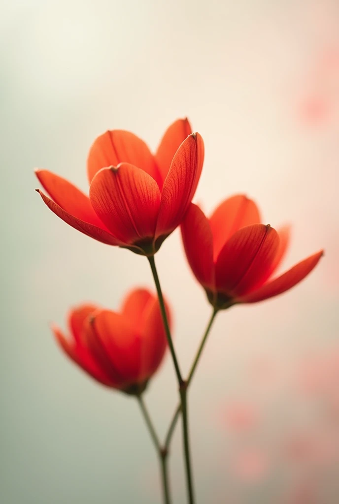Red flowers，Hazy background，and the sun was shining brightly，high detal，Perfectcomposition，first person perspective。