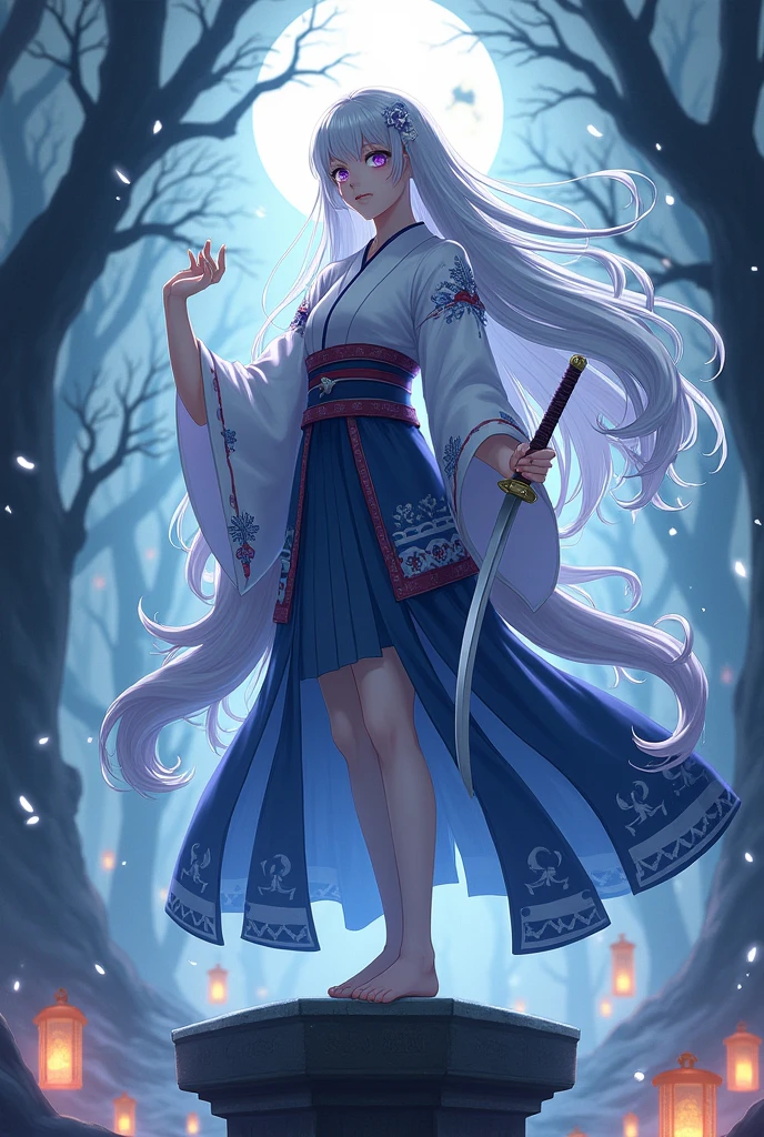Create a female kimetsu no yaiba character who is a pillar with ghost breath