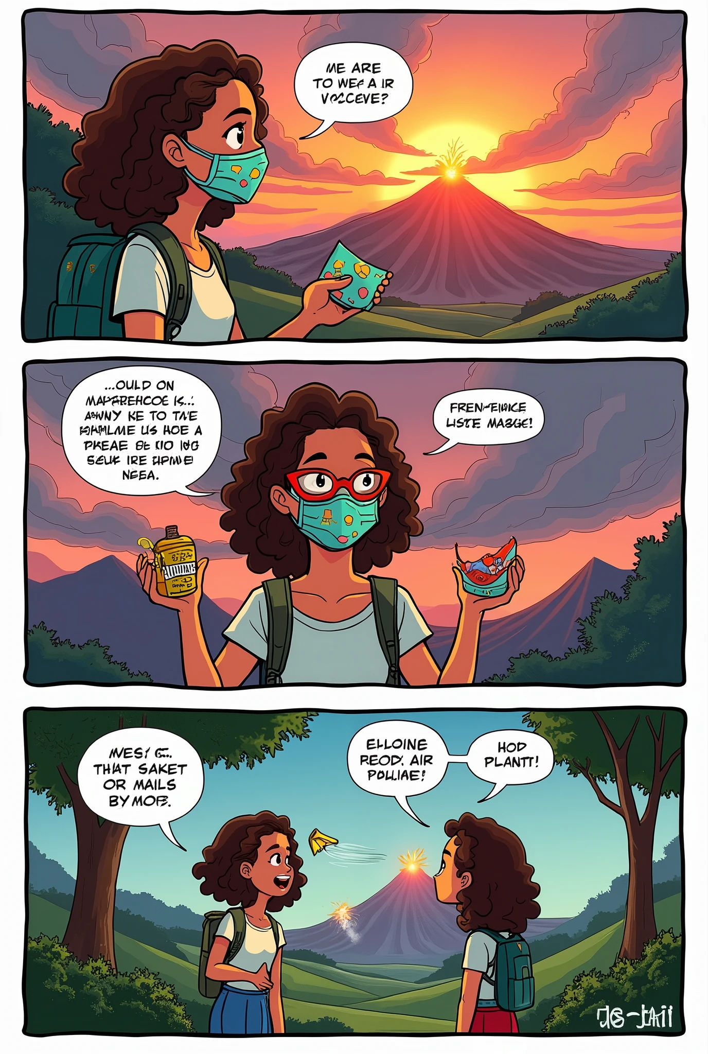 create a short comics strip on Ways to protect yourself from Taal Volcanic Smog.
