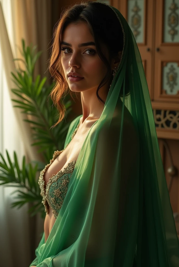 Super realistic Pakistani girl removing her clothes and going naked wearing green