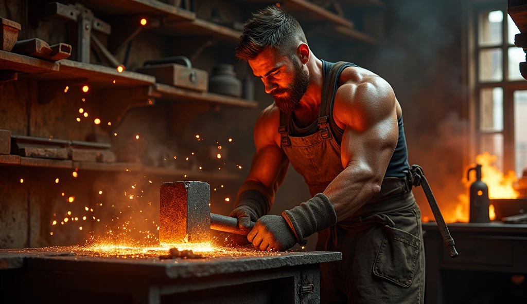 A labour working of iron