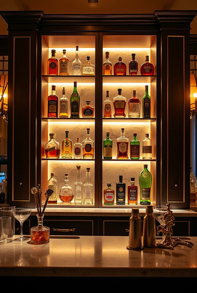 drinks cabinet in a bar