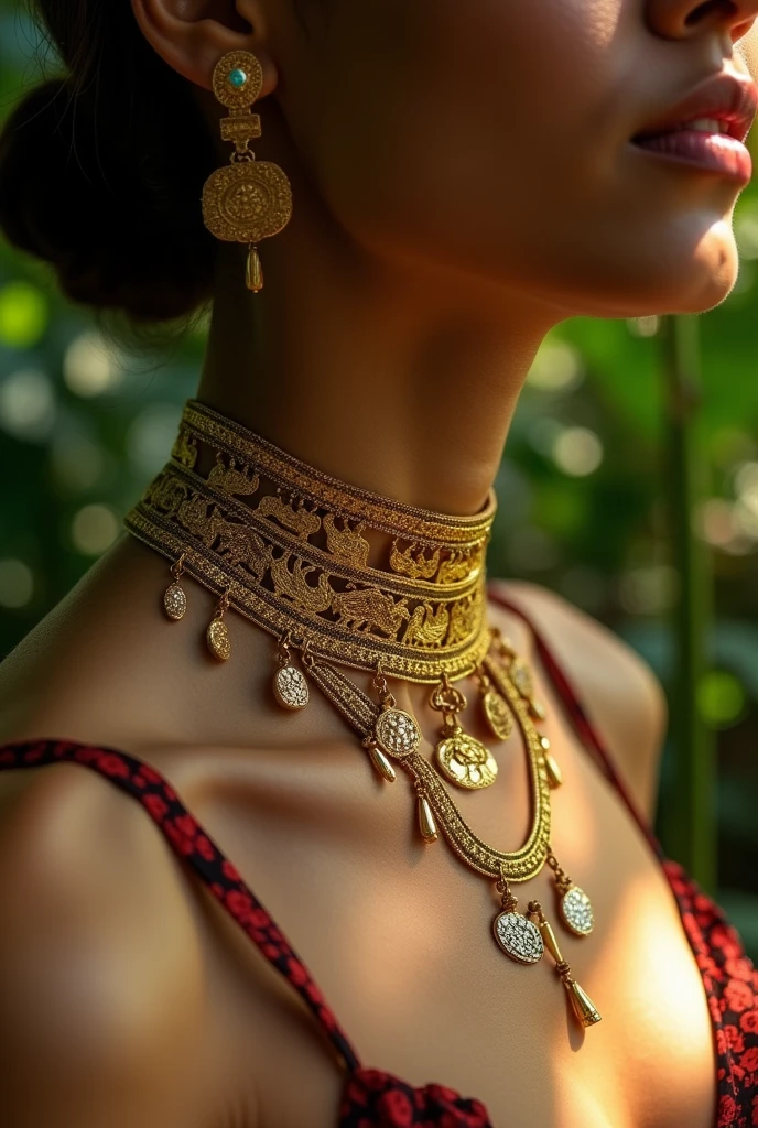 a choker attached to the neck inspired by the Tairona culture of gold

