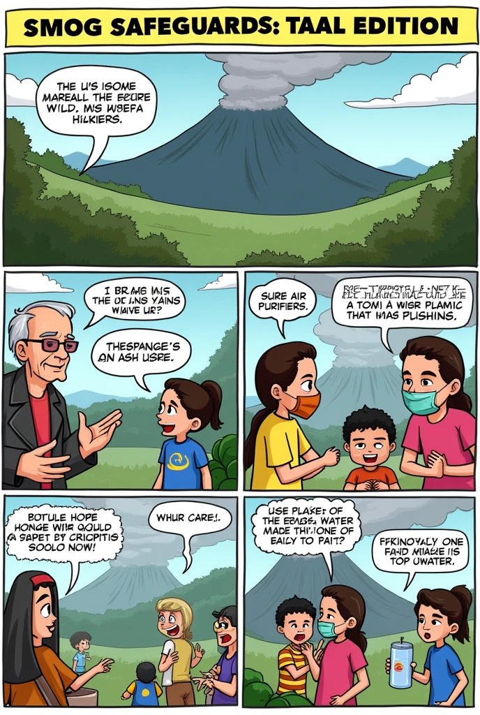 create a short comics strip on Ways to protect yourself from Taal Volcanic Smog.
