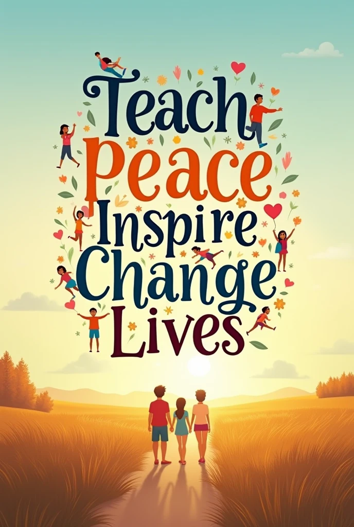 slogan design about "Teach Peace, Inspire Change, Transform Lives."