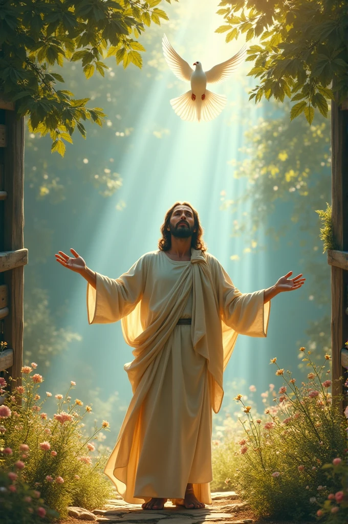 Jesus releasing a white dove