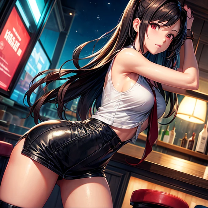 Working in a bar at night、Tifa Lockhart High leg cut outfit