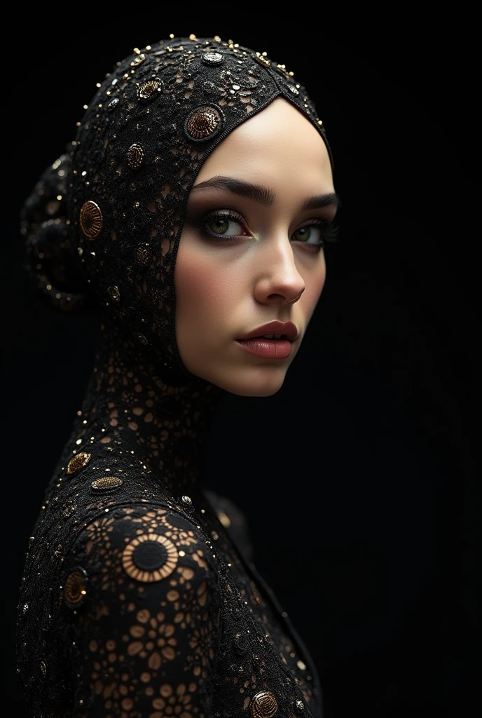 (masterpiece, 4K, very detailed, RAW photos: 1.2), illustration, (portrait:1.2), (single background, black background1.4), (art-deco:1.4), (minimalism:1.4), (Clean:1.4), (fractal:1.4), (Mike Ardeco), (Podcast) CCDDA art style,