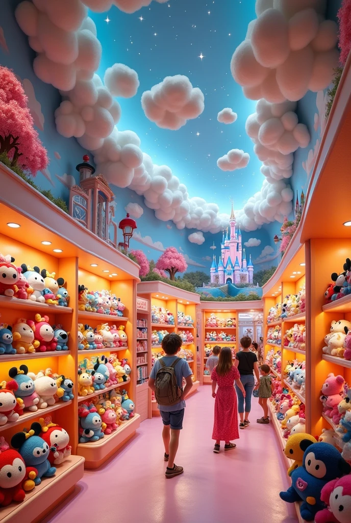 Conceptual showcase of Disney plush toys store