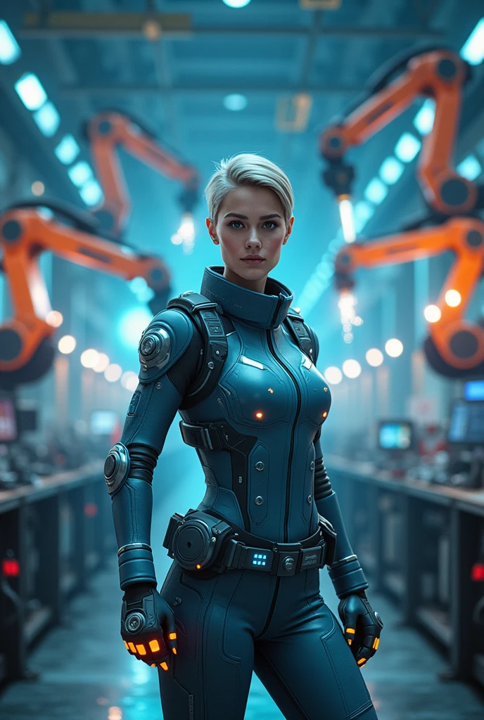 Industrial automation cover with a woman
