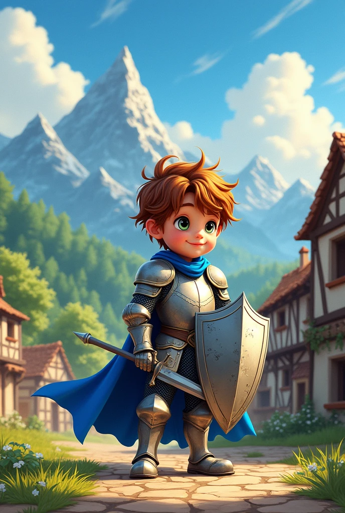 boy knight of medieval age full body
