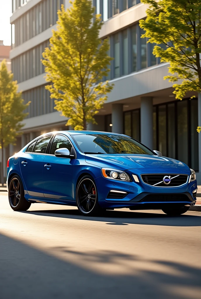 Volvo s60 2011, color blue, rin black, lateral view