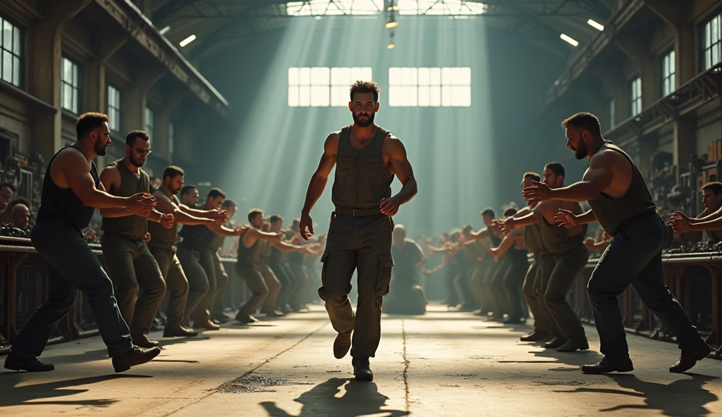 Many Labours flight with dashing man in iron garage