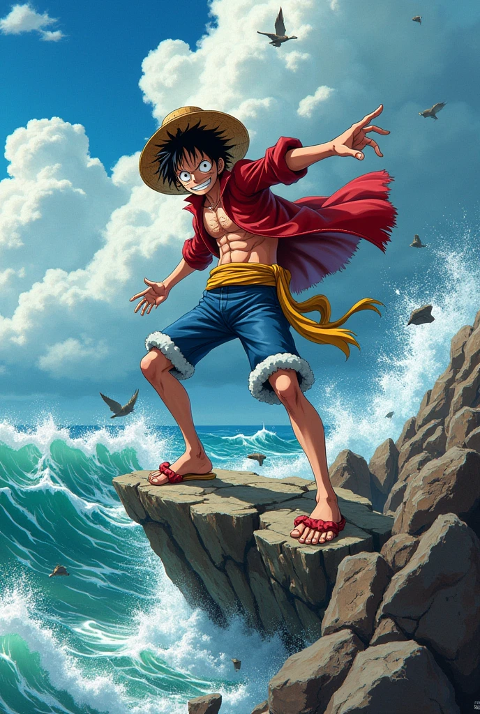 Luffy using all his power