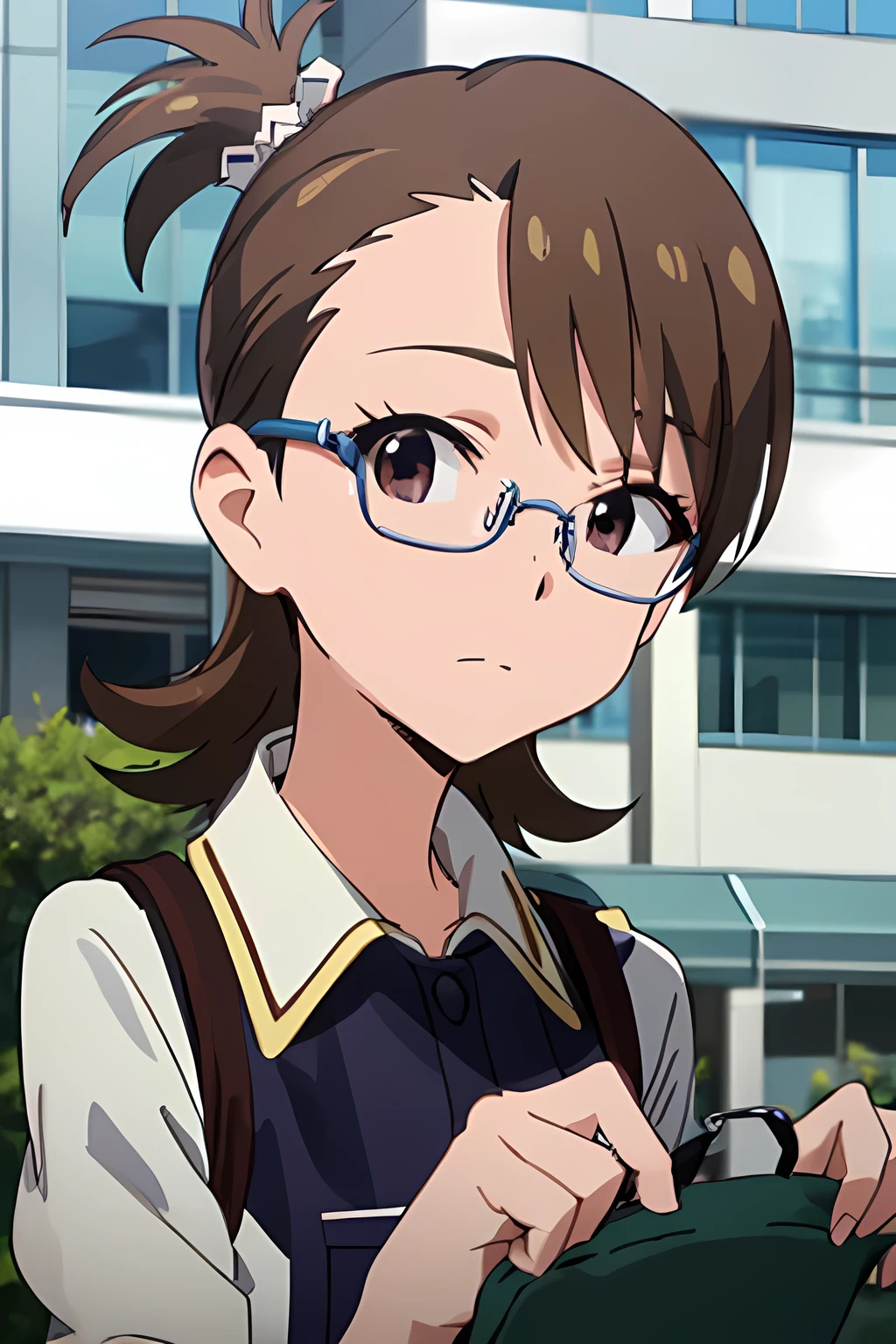 (((pixel-perfect, detail-perfect)))、ami futami、uniform、glasses、8k、upper body、looking at viewer