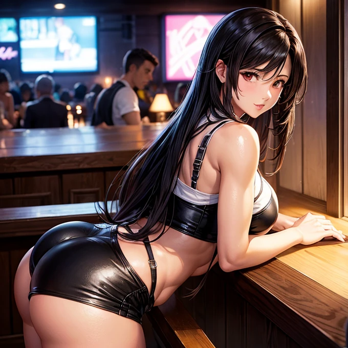 Working in a bar at night、Tifa Lockhart High leg cut outfit Large Breasts Big penis Attractive ass Having sex