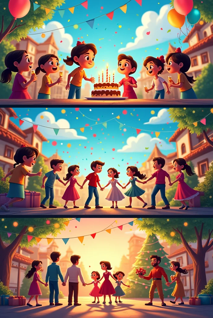 Give me 5 pictures of celebration (animated cartoon)