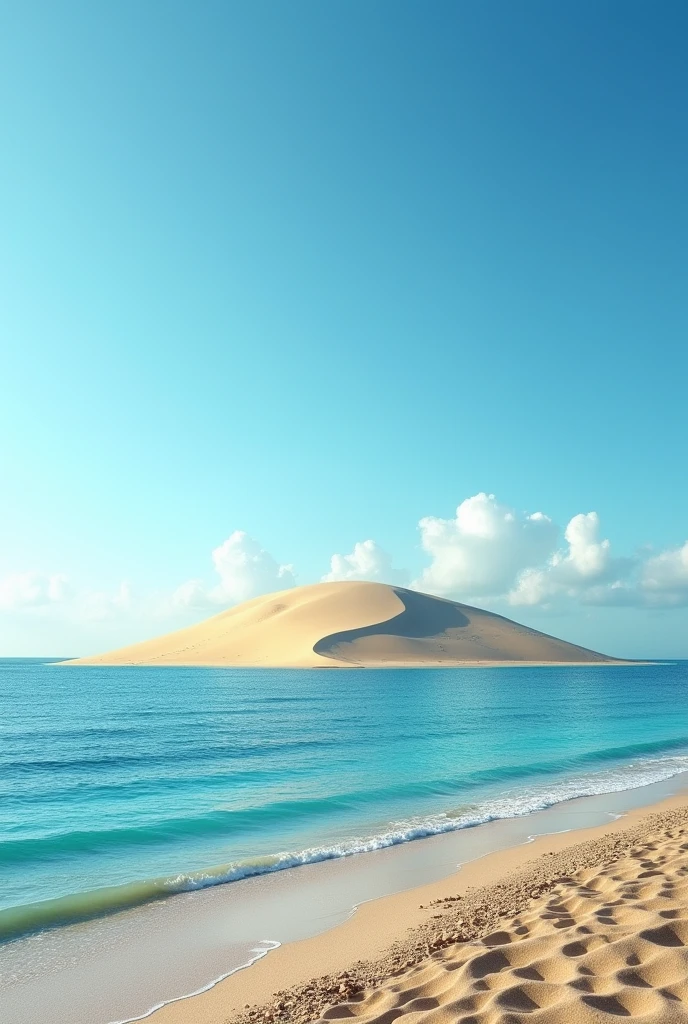 An island without trees seen from afar