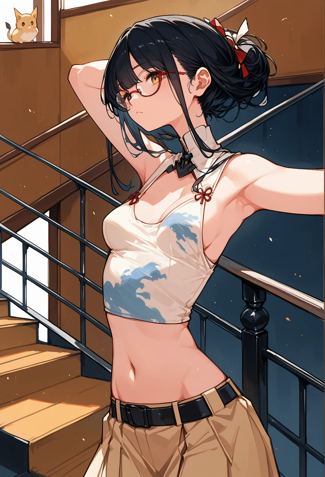 (highest quality、masterpiece、High resolution)、4K Anime Art、(Beautiful older sister)、(1 person、Beautiful adult woman)(Upper Body、Positive、natural standing posture、 (Detailed depiction of a beautiful face)、Smiling Kindly、Black Hair、semi-long、Put your hair up、Small breasts、Slim figure、Armpit sweat,Shameful face,clear,High exposure,Having my armpits licked,His arms are tied and he is hanging from a rope,A man is groping her breasts,Sitting cross-legged,whole body,Upper Bodyは裸,Nipples are erect,In underwear,Facing forward,Being hugged from behind,Peeing