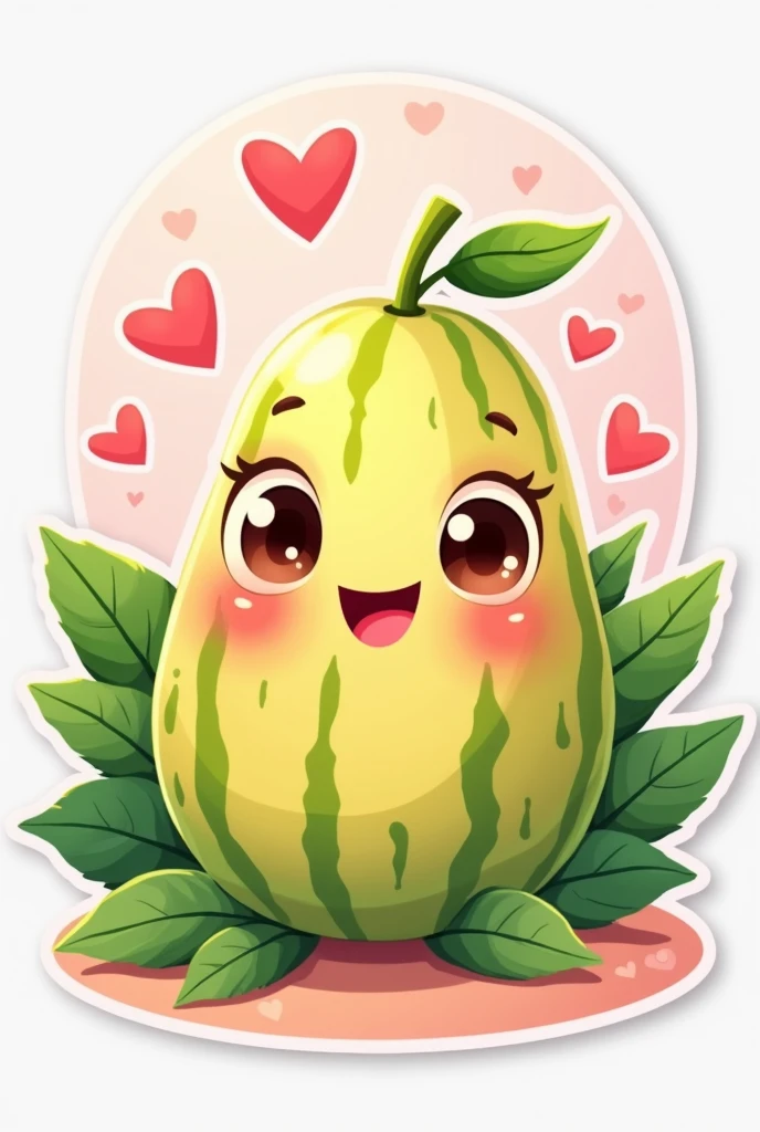 A sticker of a melon in love 