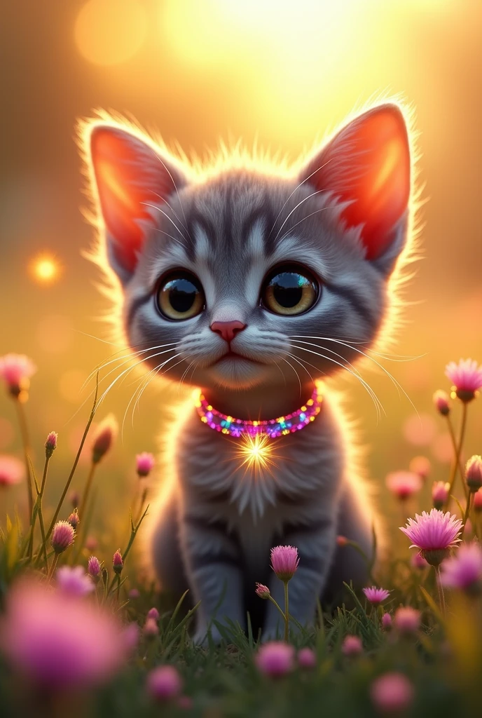 As the sun rose, the tiny kitten, named Whiskers, marveled at her new magical collar. 